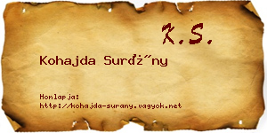 Kohajda Surány névjegykártya